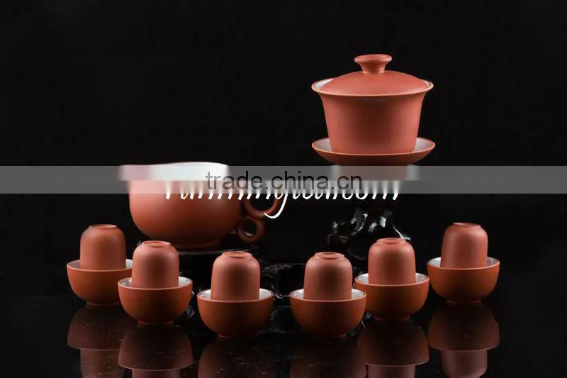 Zisha Red Gongfu Brewing Teaware Set With Gaiwan Pitcher Sniffing & Drinking Cups