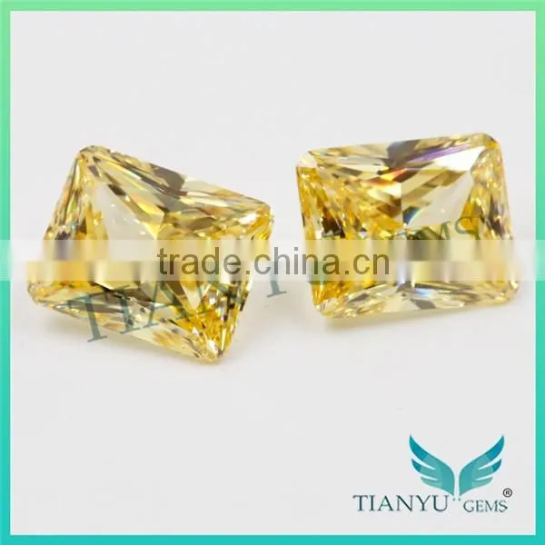 Wholesale Synthetic Heat Zircon Stone Yellow Rectangle CZ Gemstones Loose Cubic Zirconia Jewelry Price