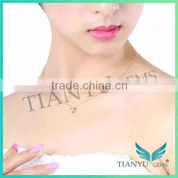 New Style Fashion Flower Rose Gold Necklace White Moissantie Diamond Pendants