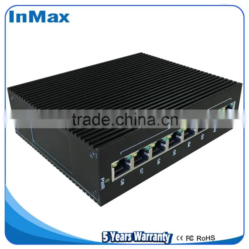Full gigabit IP40 8 ports Unmanaged PoE Industrial Ethernet Switch P508A