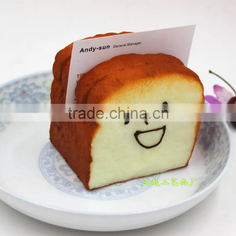 2015 New Design Fake Bread With Name Card Insert Face Expression Bread Office Table Home Decorative Display