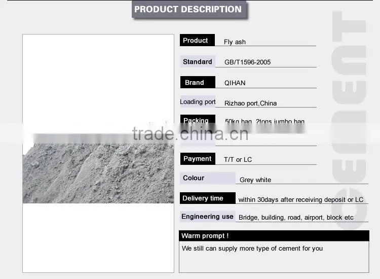 High quality class f coal fly ash