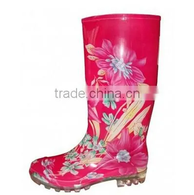 Women's Shiny Solid Black PVC Rain and Garden Boot