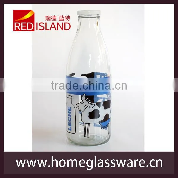 1000ML Printed Glass Milk Bottle