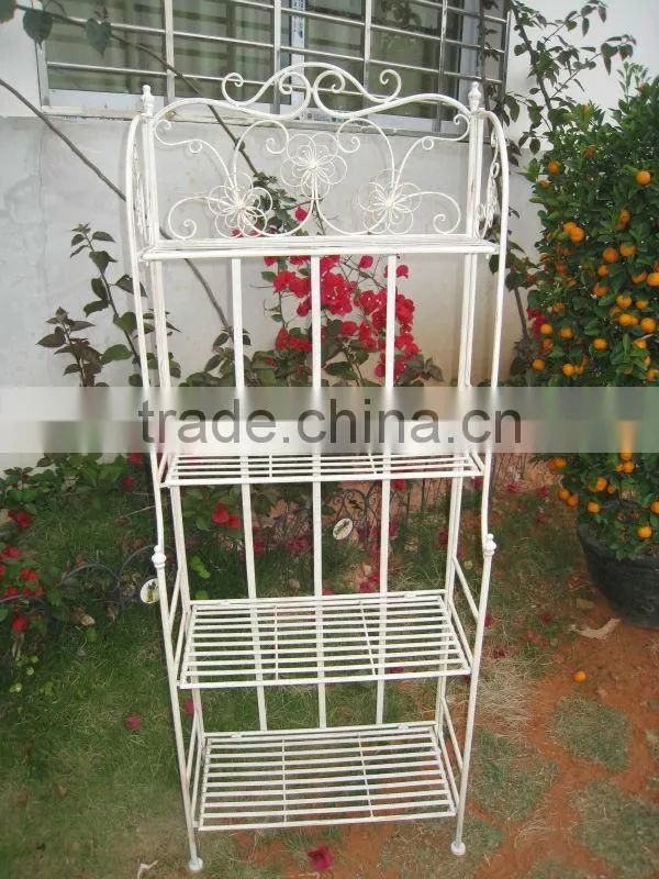 Classical Outdoor Decorative Vintage Antirust Waterproof Wrought Irons Metal Kitchen Shelf Unit