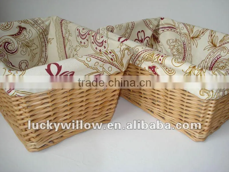 3 /s rectangle willow storge basket with liners wholesale