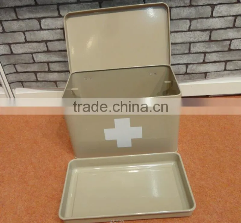 Portable Household Red Metal First Aid Kit Emergency Cabinet Medicine Storage Container