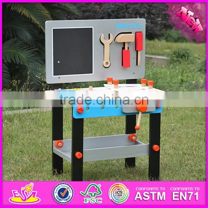 Hot sale preschool toy wooden kids tool box best design intelligent diy wooden kids tool box W03D018