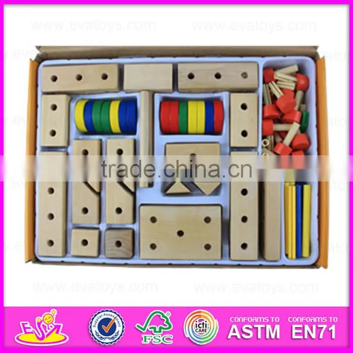 2015 Wooden Nut Screw Wooden Combination Toy,Children toys Screw nut combination,Good quality hand made wooden screw toy W03C014