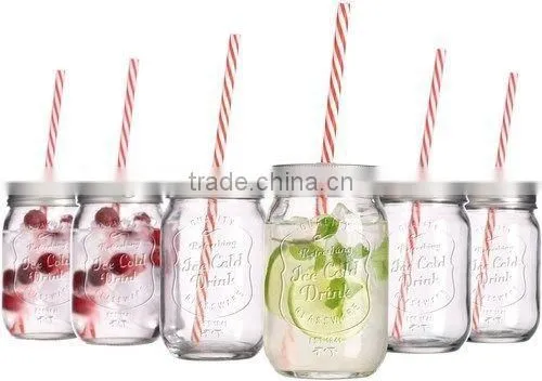 The Glass 500ml Fashional Vintage Mason Glass Drinking Jar