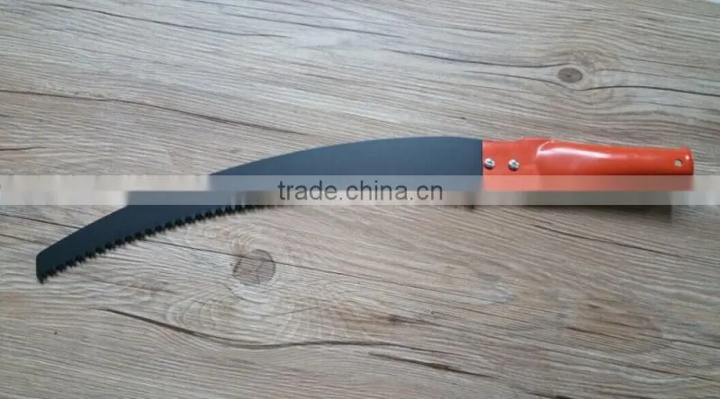 high tree cut curve pruning saw with steel and rubebr handle
