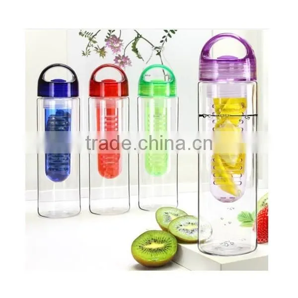 Tritan Plastic BPA Free Fruit Infuser Water Bottle Round Hander 700ml