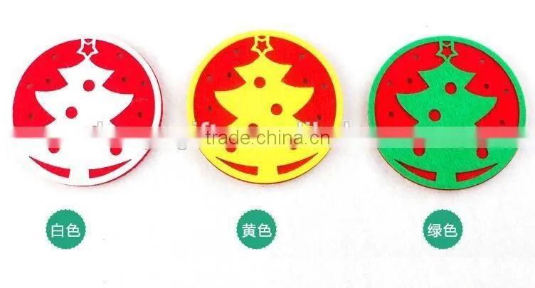 New Year Gifts Colorful Round Christmas Cartoon Fabric Coaster Wholesale