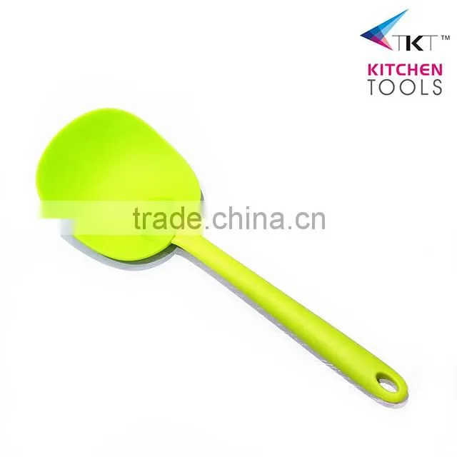 Colorful Silicone Slotted Skimmer Food Strainer With Steel Handle Inside For Home or Professional Use