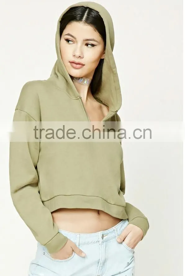 High Quality Cheap Blank Plain Crop Top Hoodie Wholesale Zipper Pullover Fleece Long Sleeve Oversized Hoodie Women