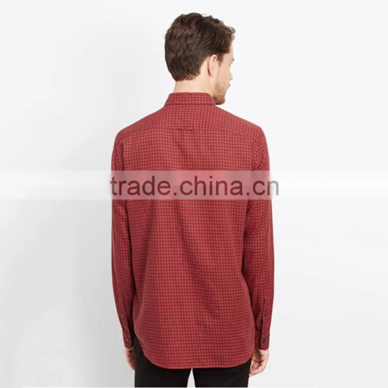 Custom hot stylish plaid red business dress formal shirts for men
