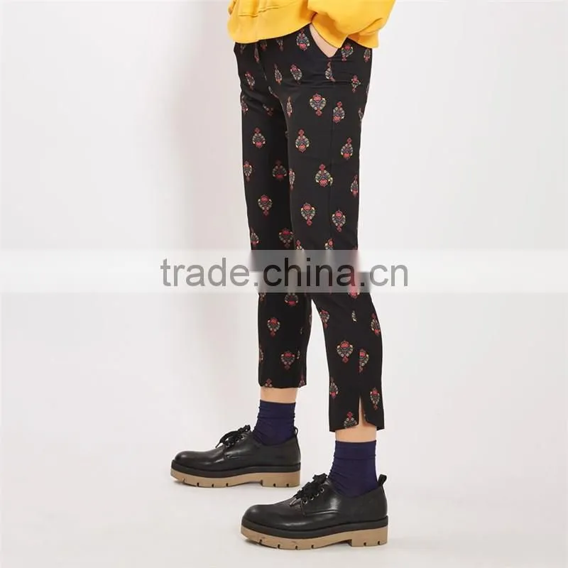 Cool pattern printed hot girt sexi photo slim fit cigarette harem pants