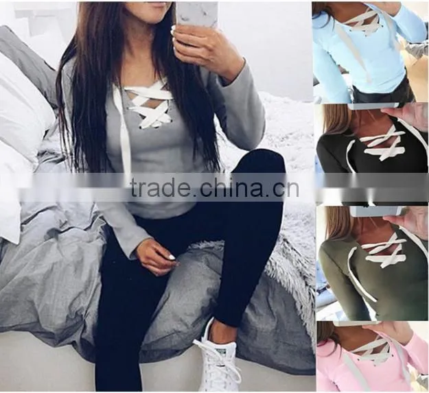 Selling v-neck cross bind coat Long sleeve shirt