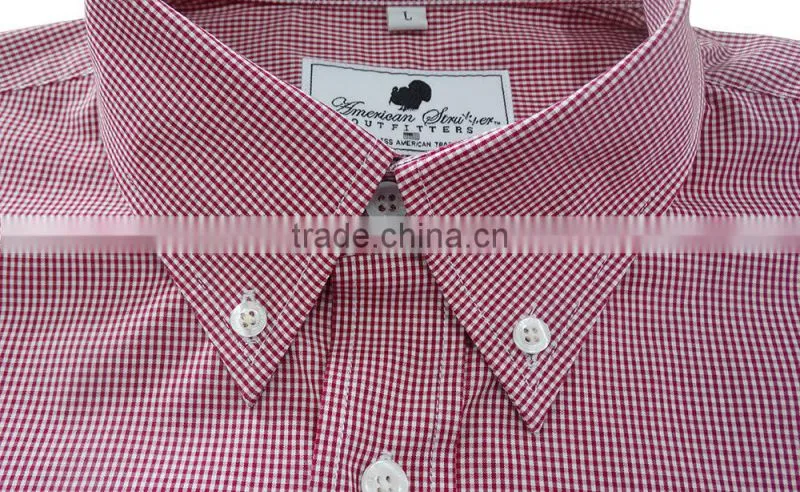 garment 100% cotton new fashion gingham men dress shirt with embroidery men shirt