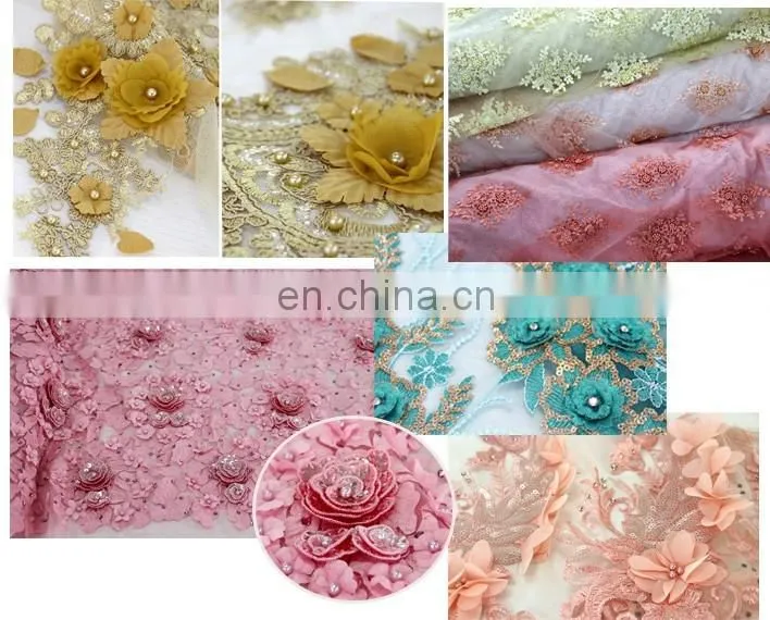 Newest fashion lace designs for party wedding dress African organza lace fabrics textile embroidery beige punjabi women fabrics
