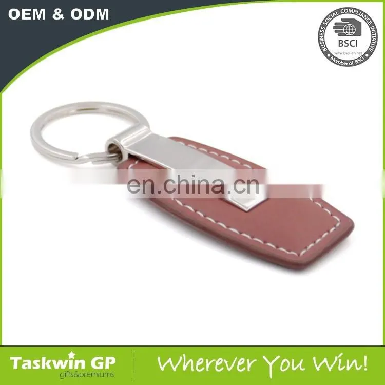 New fashion metal luxury key rings Brown leather keychain