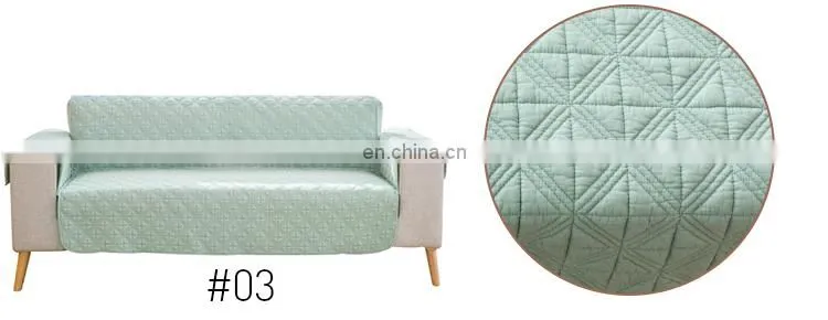 Zhejiang factory checker quilting furniture protector I shape sofa cover