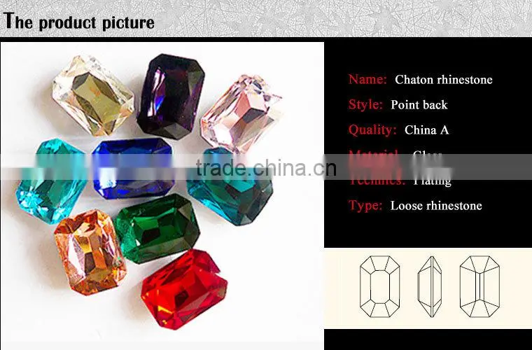 0127L Wholesale Rectangle point back rhinestone,hot sale Point Back Fancy stone,glass stone pointback