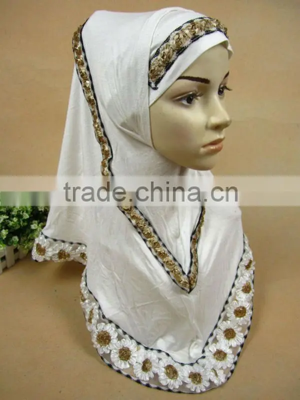 A515 Flower design 2 piece cotton Al- Amira hijabs