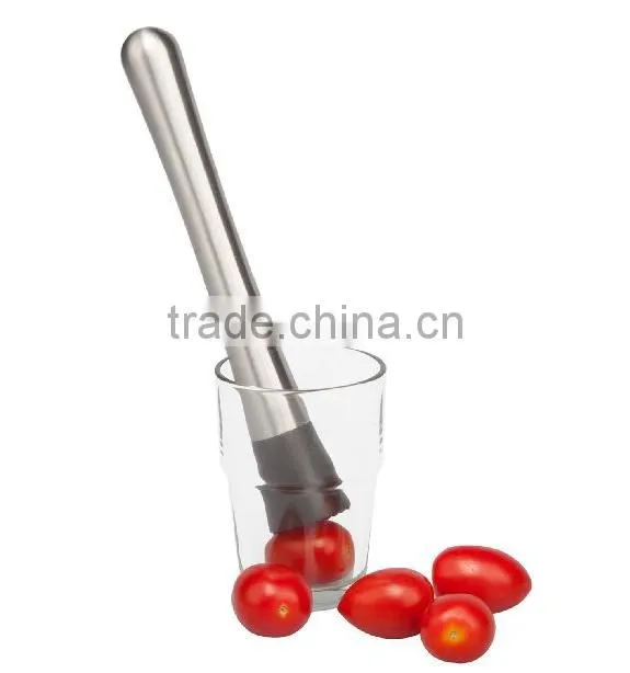 Cocktail Muddler - Stainless Steel - Grooved Nylon Head