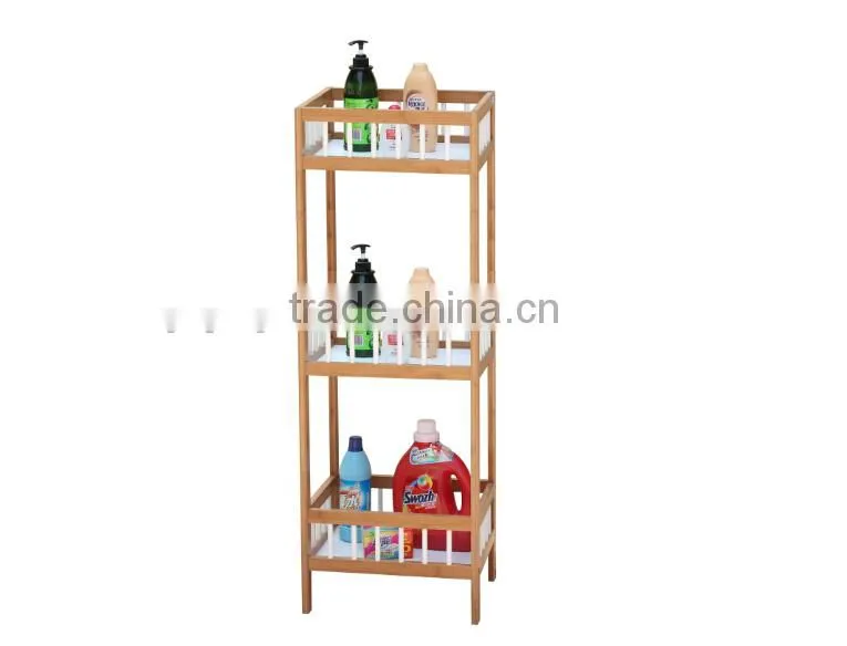 3-tier white bamboo bathroom shelf