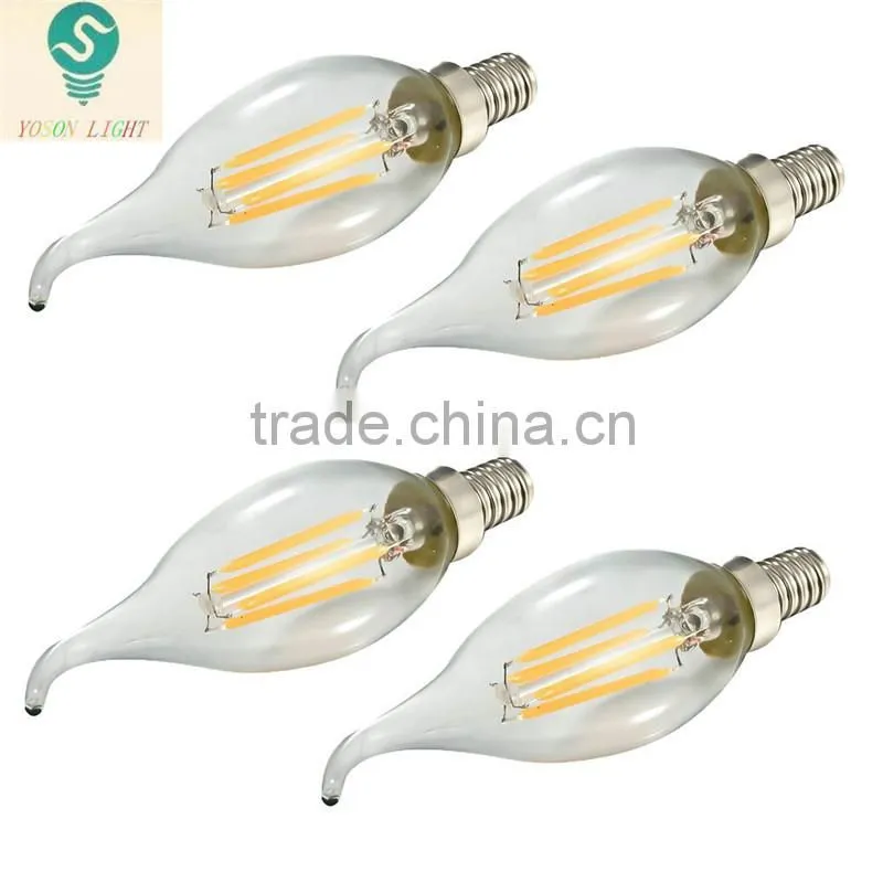YOSON 2W 4W LED Filament Candelabra Bulb 4watt Equivalent Warm White 2700K Use in Chandeliers Wall Sconces