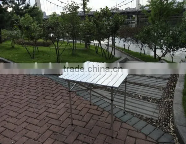 Heavy duty silver aluminium foldable camping table