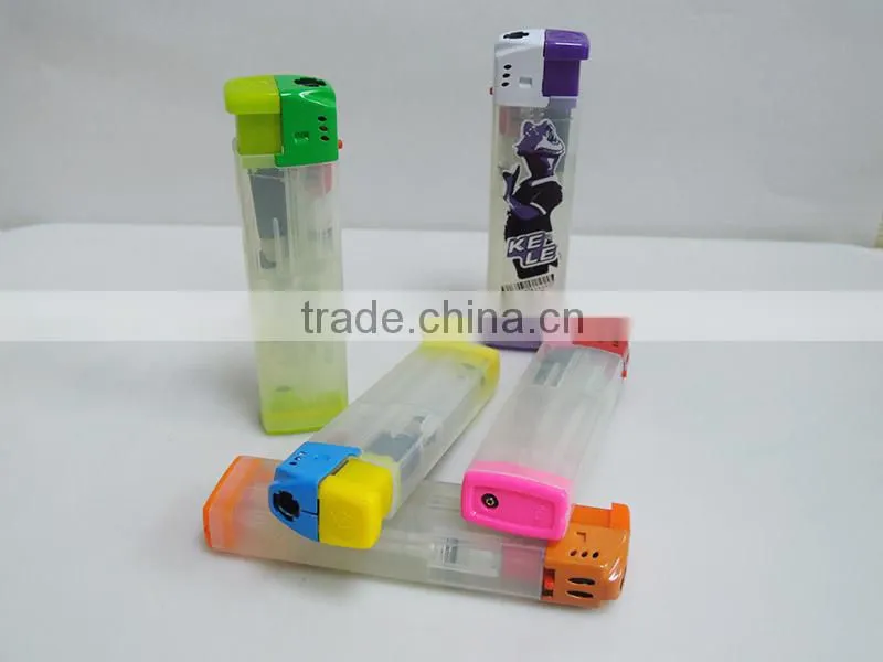 Electric style copper refill valve windproof translucent custom brand logo print lighter