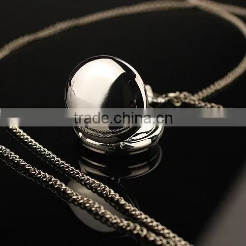 WP032 New Ladies Smooth Stainless Steel Case White Dial Arabic Numbers Necklace Pendant Pocket Watch