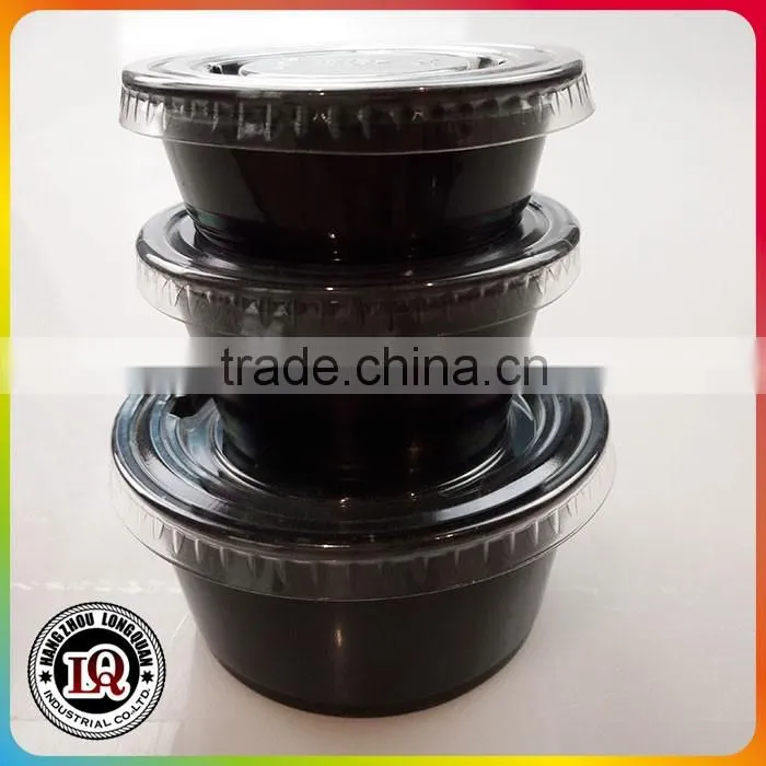 Plastic Disposable Portion Cup Black Sauce Cup With Lid