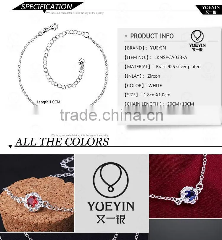 China Supplier Mixed Styles Silver Plating Fashion Jewelry Stone Anklet