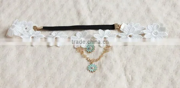 Gothic Handmade Bride Princess Wide Lace Flowers Head Wrap Hairband