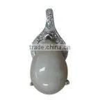 dog pendant 925 sterling Silver pendant rhodium plated pearl&cz setting