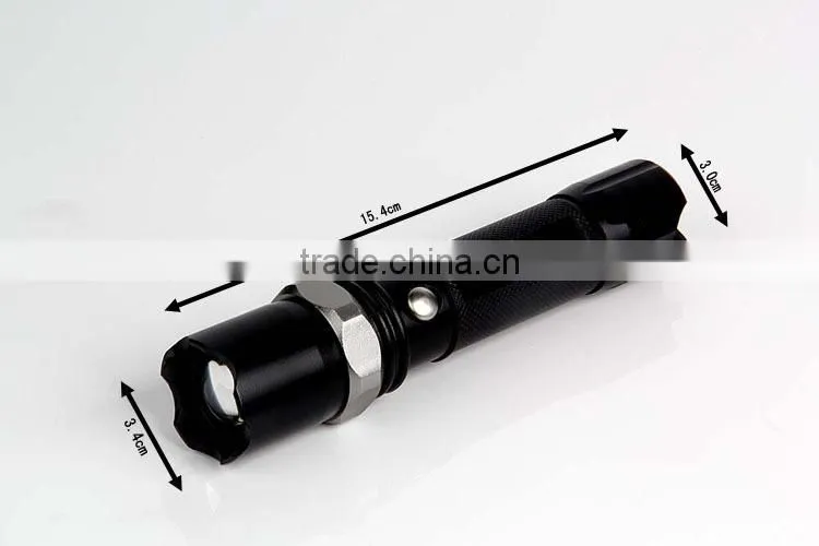 250 lumens Aluminium led flashlight, 360 zoom flashlight torch with 5 -mode light output and detachable lanyard
