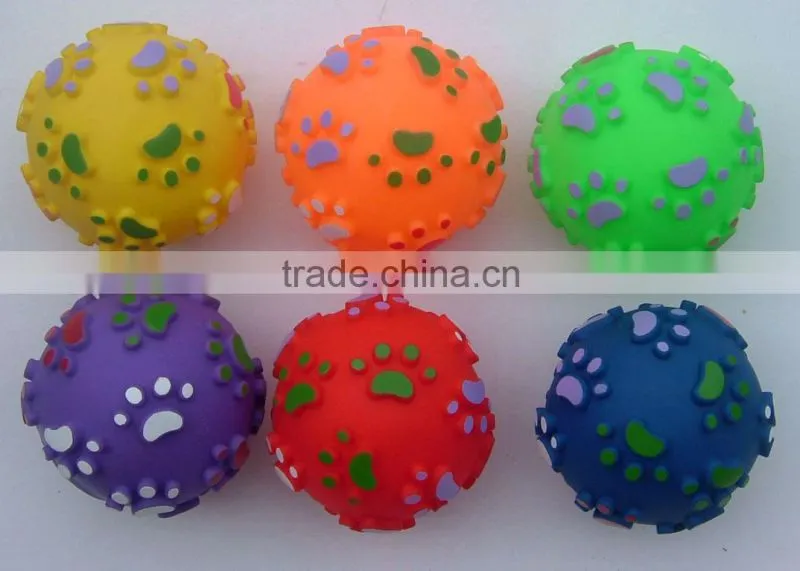 Dog Vinyl Ball Product --Ball with Pawprint,Squeak Toy Ball