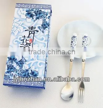 Gift spoon fork chopstick with ceramic handle and low price