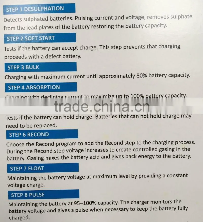 8 Steps Full Automatic Intelligent CAR BATTERY CHARGER 6V 12V