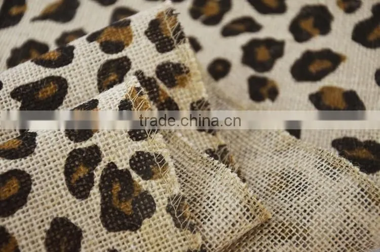 13"*108" fancy leopard print burlap table runner