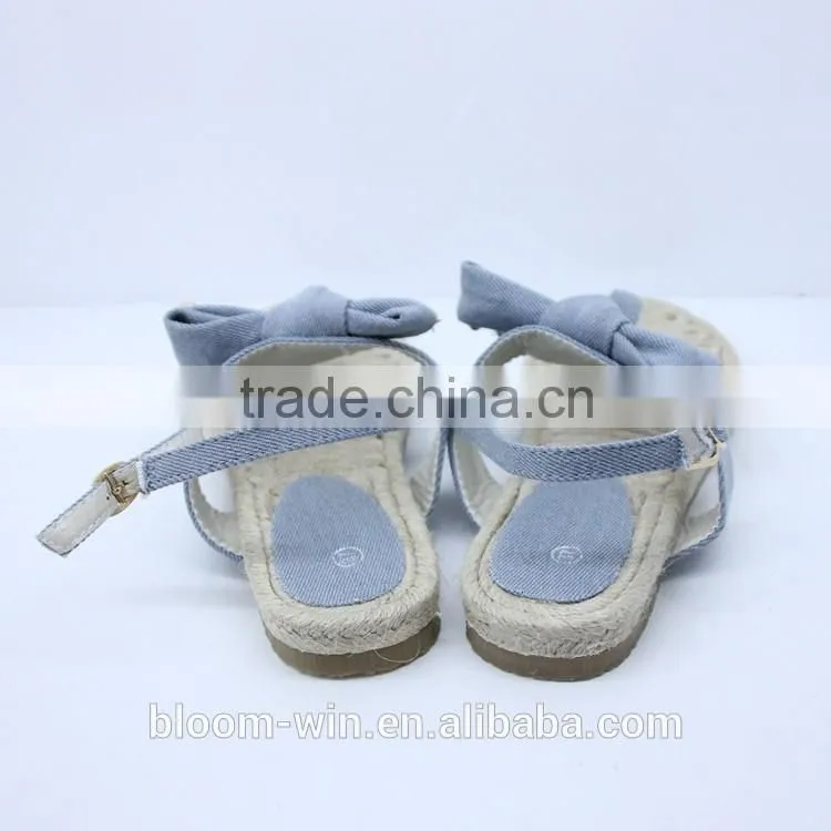 2016 latest lady flat sandal shoes comfortable powderblue sandal shoes with bowknot for ladies