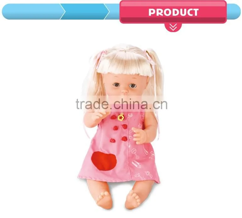 Top kid toy for 2016 baby vinyl doll with cooking tools for 3+ year old children