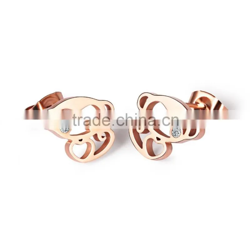 2016 Chinese New Year 316L stainless steel rose gold plated lucky monkey earring for women