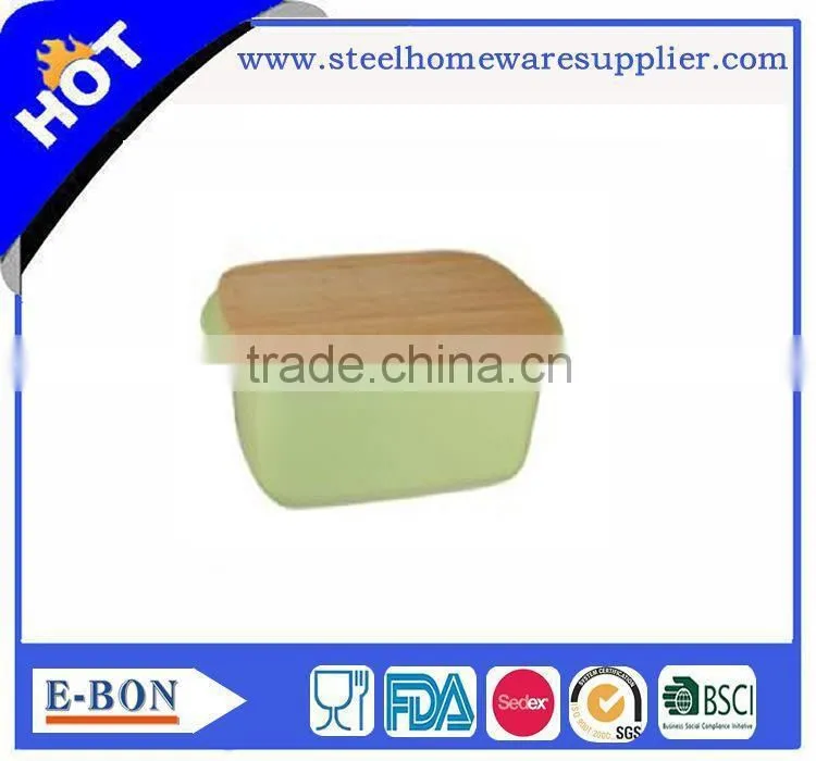 Finely processed stainless steel wooden bread bin