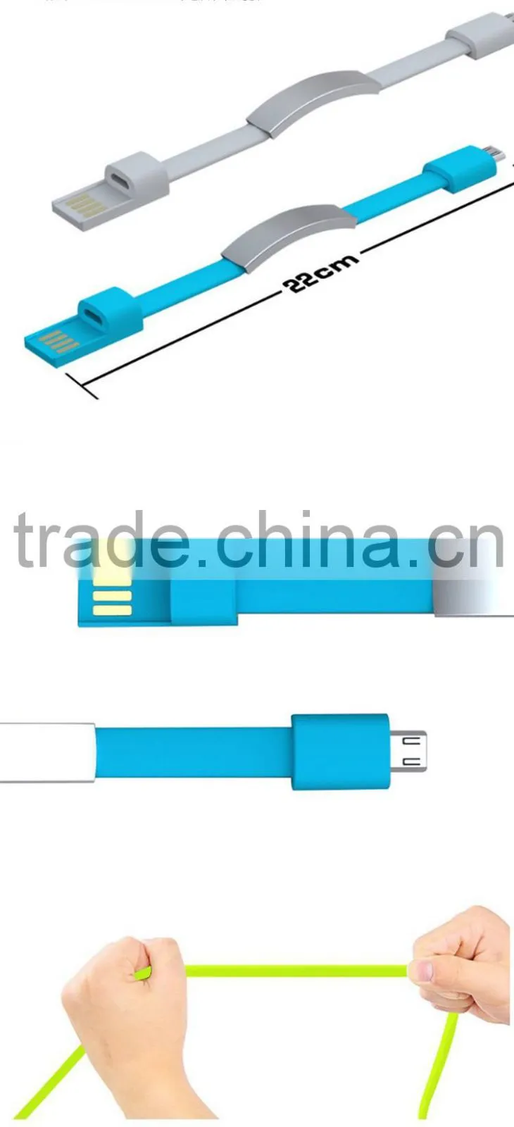 Wristband Micro USB Cable Bracelet Data Charging Line For Samsung HTC LG Android