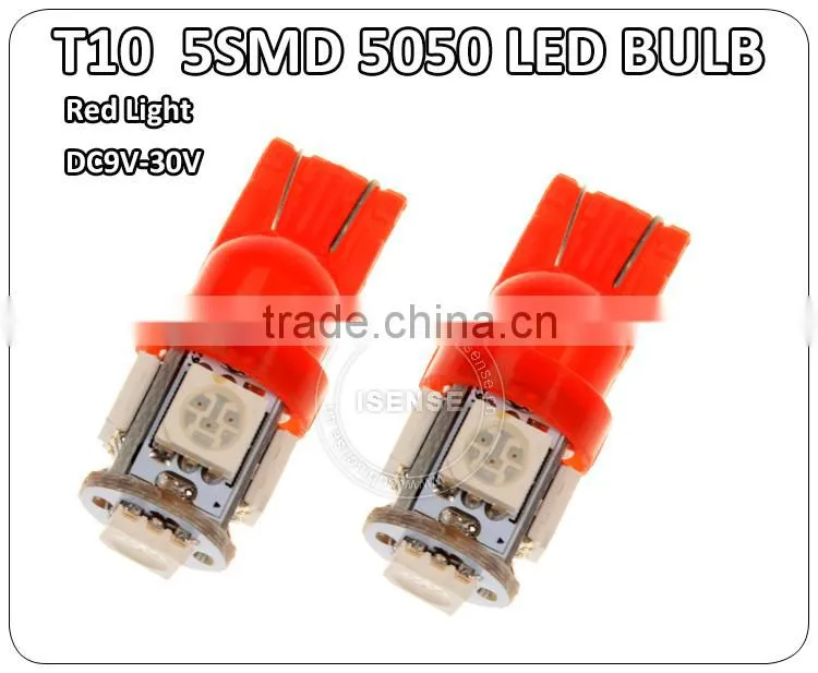 High quality cheap supplier 5050 led car side wedge light lampT10 5smd w5w led