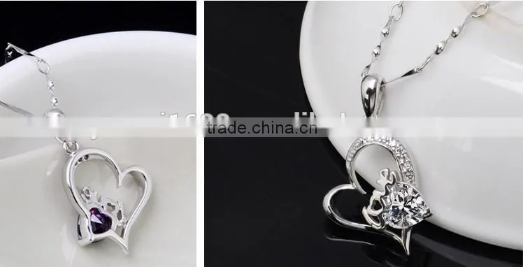 Lovely Heart Shaped Sterling Silver Pendants Micro Pave Set CZ Diamonds